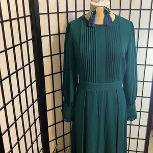 Teal Pintuck Midi Dress